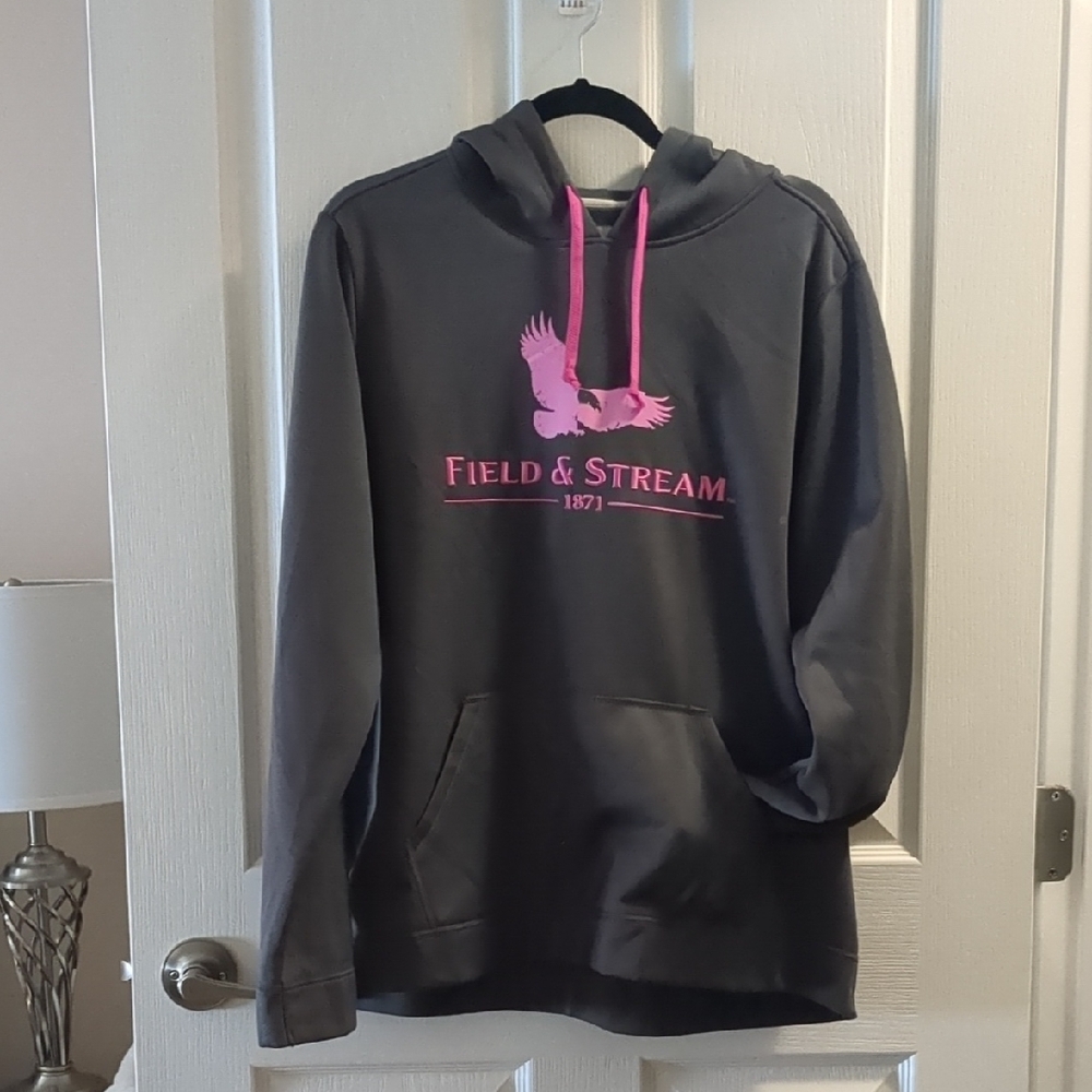 Field & Stream Gray Hoodie with Pink Accents
